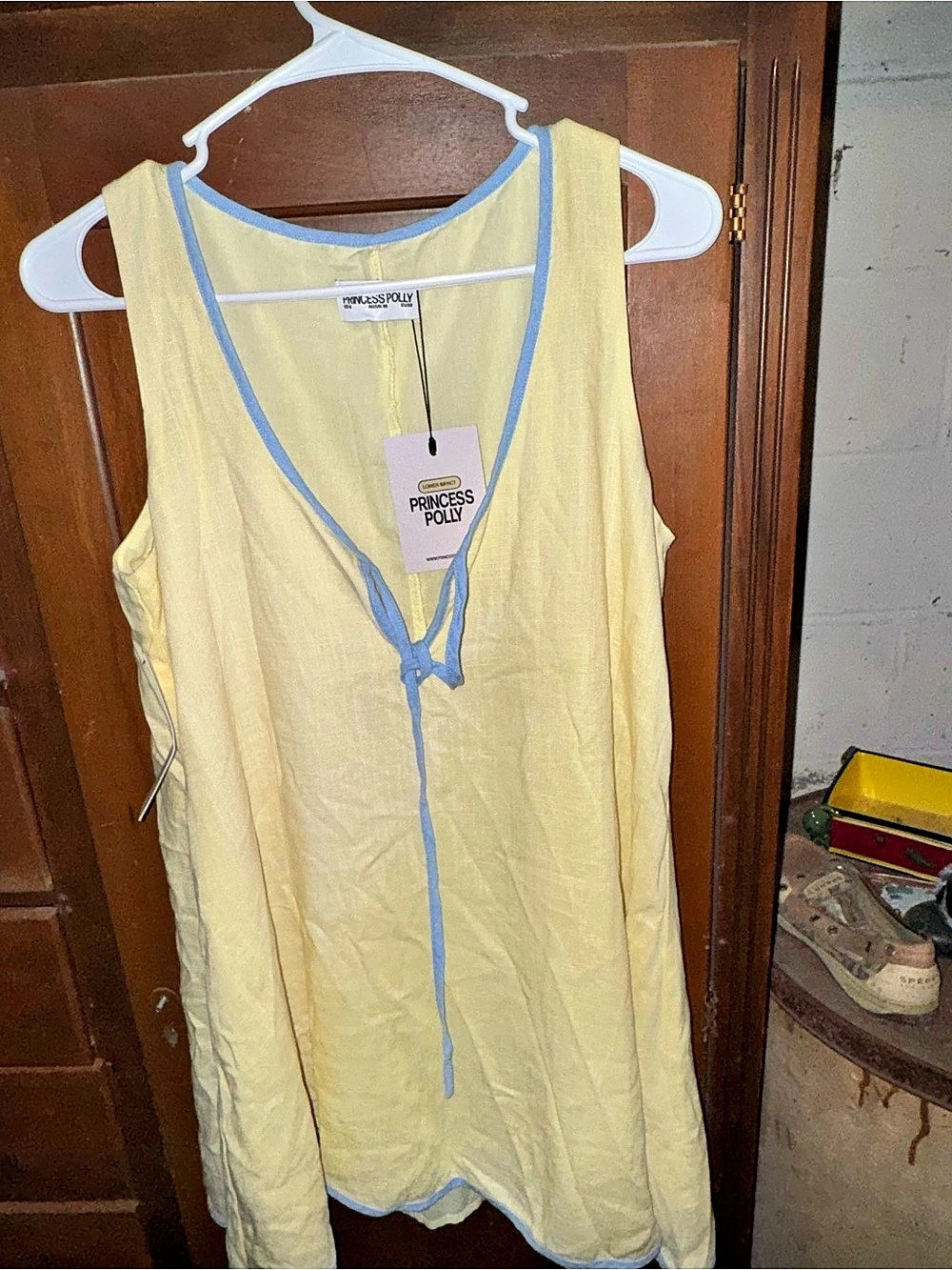 Princess Polly Mia Longline High Neck Tank Yellow & blue mini dress US 6 NWT